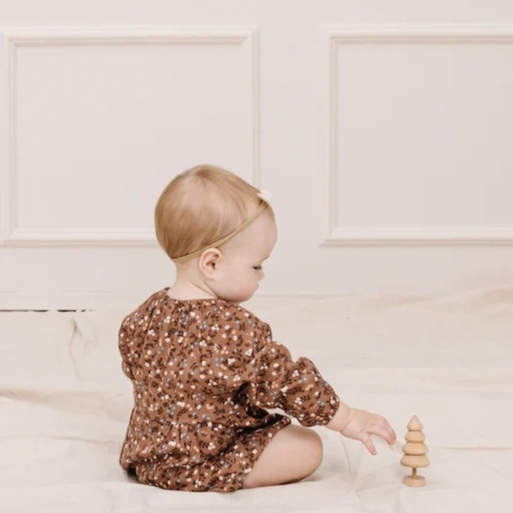 Brown Floral Kids Romper